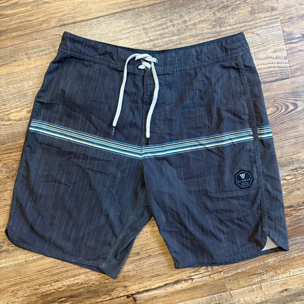 2 Vissla Board Shorts Men 32 Gray Heathered Stretch Surf Trunks Swim Beach